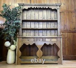 Vintage Rustic Pine Open Welsh Dresser \ Country Farmhouse Kitchen Pantry