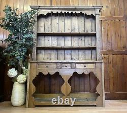 Vintage Rustic Pine Open Welsh Dresser \ Country Farmhouse Kitchen Pantry