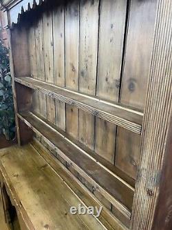 Vintage Rustic Pine Open Welsh Dresser \ Country Farmhouse Kitchen Pantry