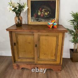 Vintage Rustic Pine Sliding Door Cupboard Kitchen Unit
