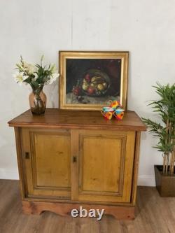 Vintage Rustic Pine Sliding Door Cupboard Kitchen Unit