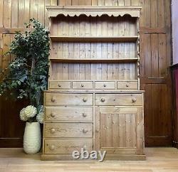 Vintage Rustic Pine Welsh Dresser \ Country Farmhouse Kitchen Pantry Storage