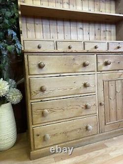 Vintage Rustic Pine Welsh Dresser \ Country Farmhouse Kitchen Pantry Storage