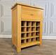 Vintage Rustic Solid Oak Wine Rack Cabinet & Drawer 16 Bottles Holder Wooden