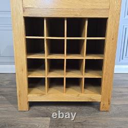 Vintage Rustic Solid Oak Wine Rack Cabinet & Drawer 16 Bottles Holder Wooden
