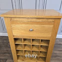 Vintage Rustic Solid Oak Wine Rack Cabinet & Drawer 16 Bottles Holder Wooden