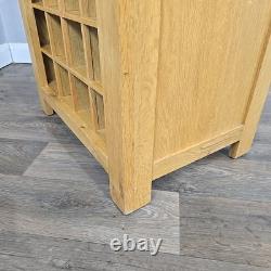 Vintage Rustic Solid Oak Wine Rack Cabinet & Drawer 16 Bottles Holder Wooden