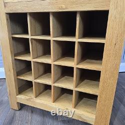 Vintage Rustic Solid Oak Wine Rack Cabinet & Drawer 16 Bottles Holder Wooden