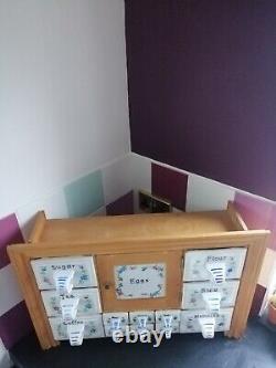 Vintage Rustic Styled Tabletop Kitchen Larder With Ceramic Drawers