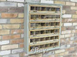 Vintage Rustic Wall Cabinet Unit Cupboard Storage Chest Shelf Unit Glass Fronted