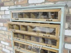 Vintage Rustic Wall Cabinet Unit Cupboard Storage Chest Shelf Unit Glass Fronted