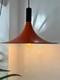 Vintage Scandinavian Design Rusty Orange Metal Pendant With Teak Final 1960's
