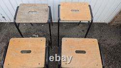 Vintage School Lab Science Wood And Metal Stools X 4