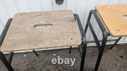 Vintage School Lab Science Wood And Metal Stools X 4