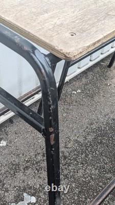 Vintage School Lab Science Wood And Metal Stools X 4