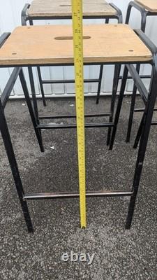 Vintage School Lab Science Wood And Metal Stools X 4
