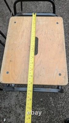 Vintage School Lab Science Wood And Metal Stools X 4