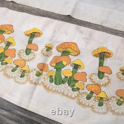 Vintage Sears Merry Mushrooms Kitchen Curtain Panel & Valance Rare Retro Decor