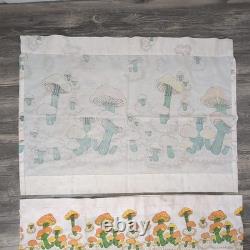 Vintage Sears Merry Mushrooms Kitchen Curtain Panel & Valance Rare Retro Decor