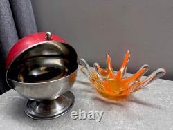 Vintage Set Of USSR Mid-Century Kitchen Decor Sugar Bowl And Glass Splash Vase