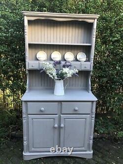 Vintage Shabby Chic Farmhouse Handpainted Kitchen Dresser Cabinet In Annie Sloan