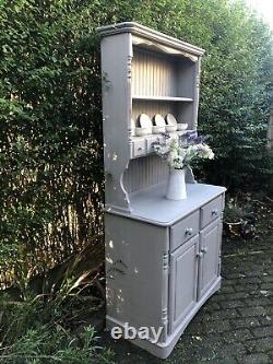 Vintage Shabby Chic Farmhouse Handpainted Kitchen Dresser Cabinet In Annie Sloan