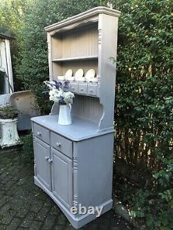 Vintage Shabby Chic Farmhouse Handpainted Kitchen Dresser Cabinet In Annie Sloan