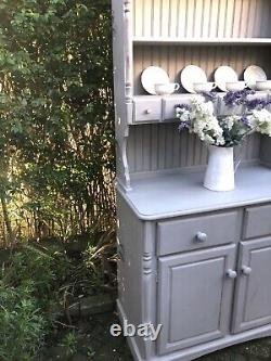 Vintage Shabby Chic Farmhouse Handpainted Kitchen Dresser Cabinet In Annie Sloan