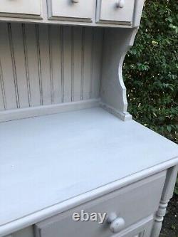 Vintage Shabby Chic Farmhouse Handpainted Kitchen Dresser Cabinet In Annie Sloan