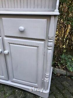 Vintage Shabby Chic Farmhouse Handpainted Kitchen Dresser Cabinet In Annie Sloan