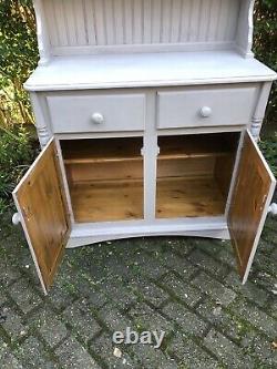 Vintage Shabby Chic Farmhouse Handpainted Kitchen Dresser Cabinet In Annie Sloan