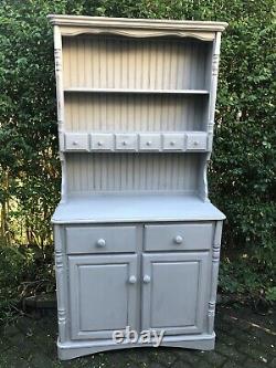 Vintage Shabby Chic Farmhouse Handpainted Kitchen Dresser Cabinet In Annie Sloan