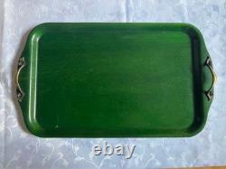 Vintage Showa Green Wooden Tray 30cm x 51cm Retro Kitchen Decor
