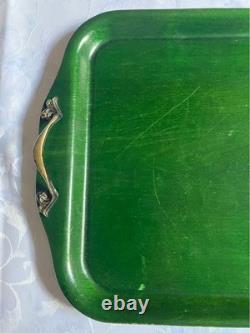 Vintage Showa Green Wooden Tray 30cm x 51cm Retro Kitchen Decor