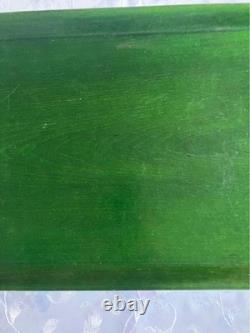 Vintage Showa Green Wooden Tray 30cm x 51cm Retro Kitchen Decor