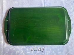 Vintage Showa Green Wooden Tray 30cm x 51cm Retro Kitchen Decor