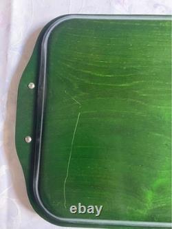 Vintage Showa Green Wooden Tray 30cm x 51cm Retro Kitchen Decor