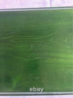 Vintage Showa Green Wooden Tray 30cm x 51cm Retro Kitchen Decor