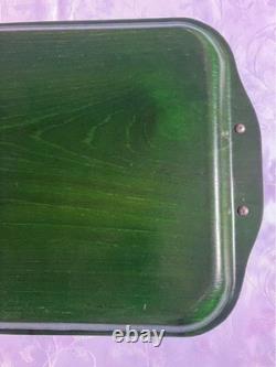 Vintage Showa Green Wooden Tray 30cm x 51cm Retro Kitchen Decor