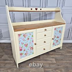 Vintage Sideboard Cabinet Shabby Chic Solid Pine Wooden Kitchen Washstand Retro
