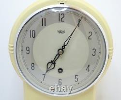 Vintage Smiths Enfield Cream 1950s 1960s Kitchen Wall Clock Enamel Metal MCM