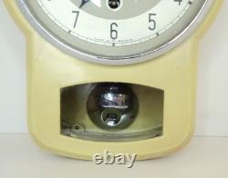 Vintage Smiths Enfield Cream 1950s 1960s Kitchen Wall Clock Enamel Metal MCM