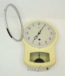 Vintage Smiths Enfield Cream 1950s 1960s Kitchen Wall Clock Enamel Metal MCM