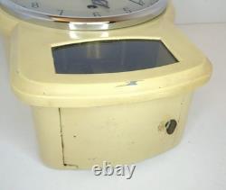 Vintage Smiths Enfield Cream 1950s 1960s Kitchen Wall Clock Enamel Metal MCM