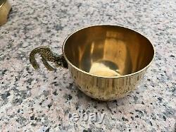 Vintage Solid BRASS PARTY PUNCH BOWL with 12 cups + Ladle BBQ Decor WEDDING 21