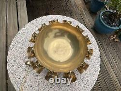 Vintage Solid BRASS PARTY PUNCH BOWL with 12 cups + Ladle BBQ Decor WEDDING 21