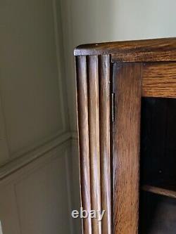 Vintage Solid Oak Wood & Ply Display China Bookcase Drinks Cabinet Cupboard