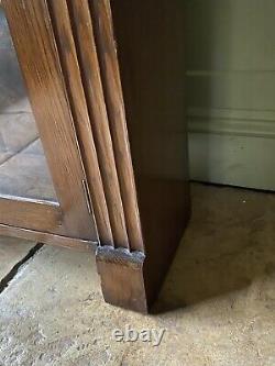 Vintage Solid Oak Wood & Ply Display China Bookcase Drinks Cabinet Cupboard