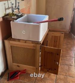 Vintage Solid Pine Kitchen Units, Cupboard And Beech Worktop