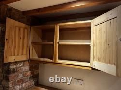 Vintage Solid Pine Kitchen Units, Cupboard And Beech Worktop